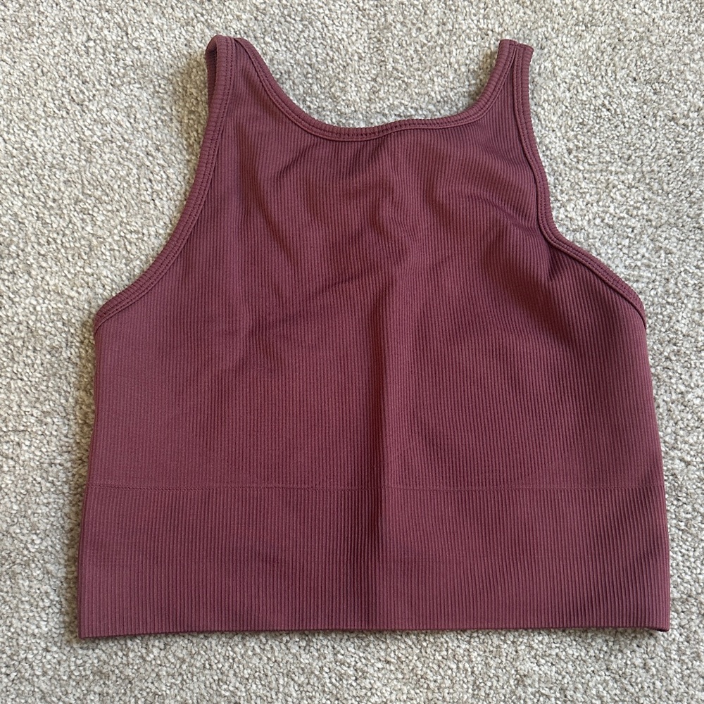 Athleta Ribbed Crop Tank — Dusty Rose Mauve